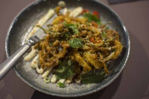 SQUID AND SAMPHIRE PAKORA Temper city restaurant food tasting by Fine dining indian food magazine