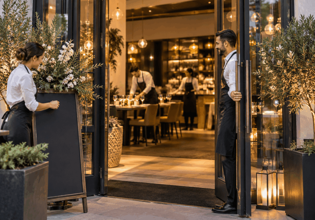 Chef or restaurant entrepreneur presenting a restaurant