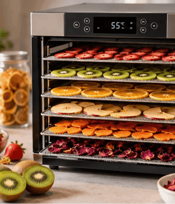 DEHYDRATOR DEHYDRATOR,A food dehydrator is a device that removes moisture from food to help preserve it. It uses a heat source and airflow to reduce the water content of various foods