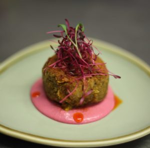 Lamb sweet bread shami kebab and beetroot goat curd chutney Fine dining Indian Chef Consultancy