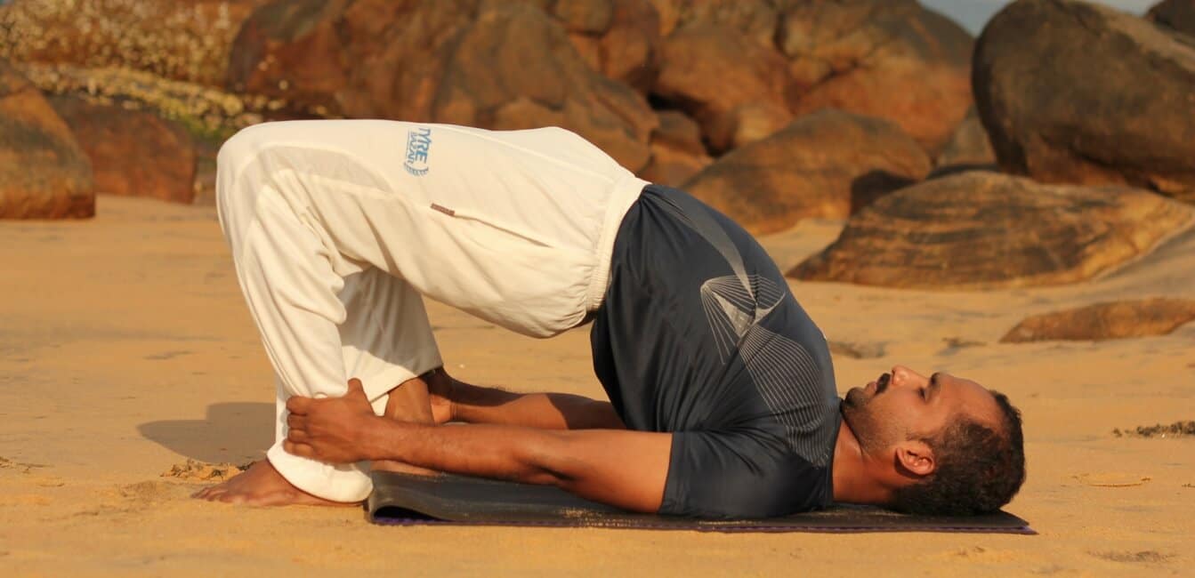 Sethubandhanasaana or Bridge Pose on fine dining indian