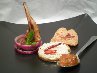 fine dining indian picture of lamb masala pathar ka gosht kerala paratha recipe