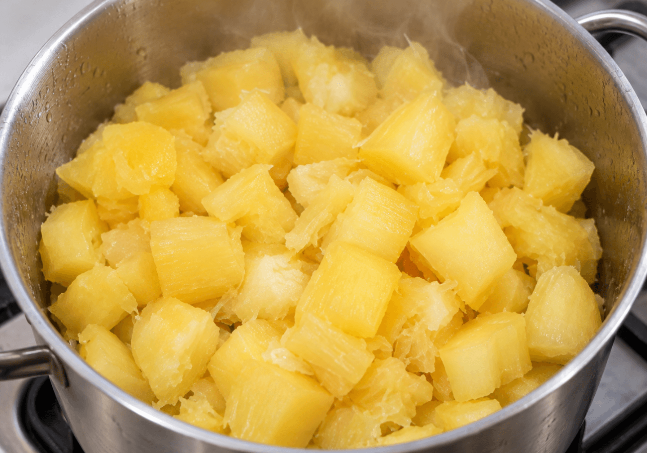 Boiled tapioca for Kerala kappa puzhukku recipe