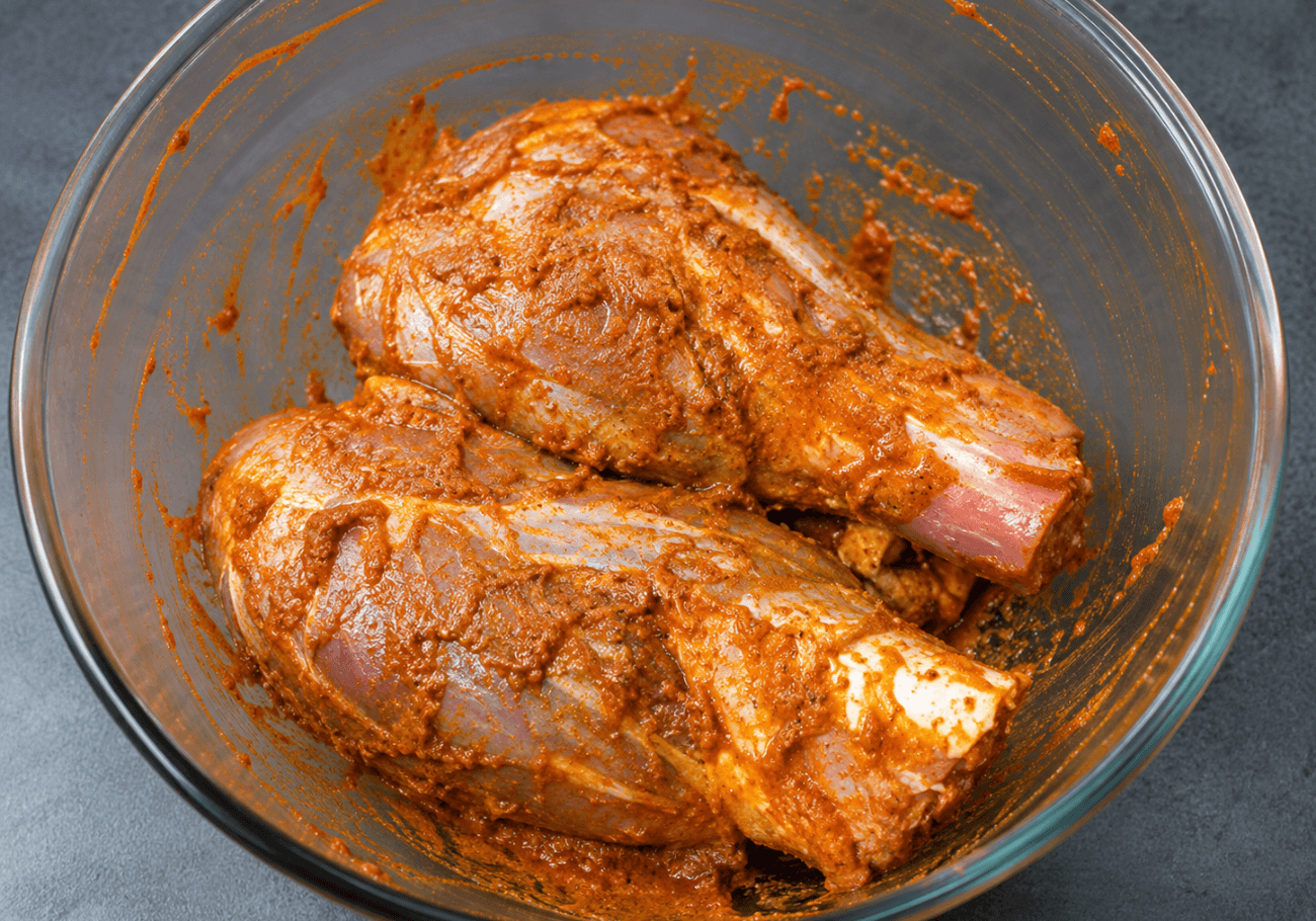 Marinated lamb shanks for lamb shank biryani recipe