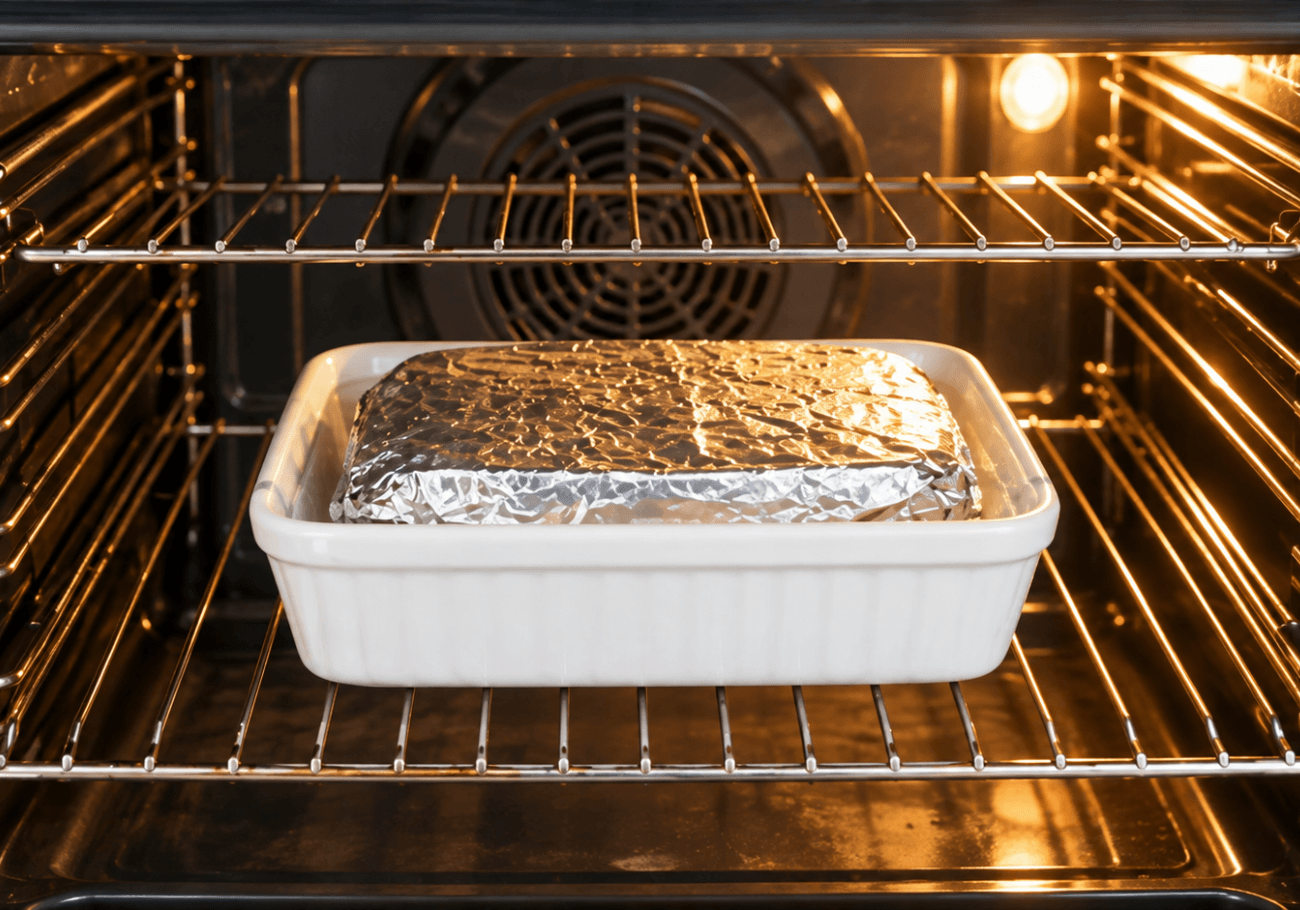 Parfait Baking in Bain-Marie Chicken liver parfait baking in a water bath in the oven