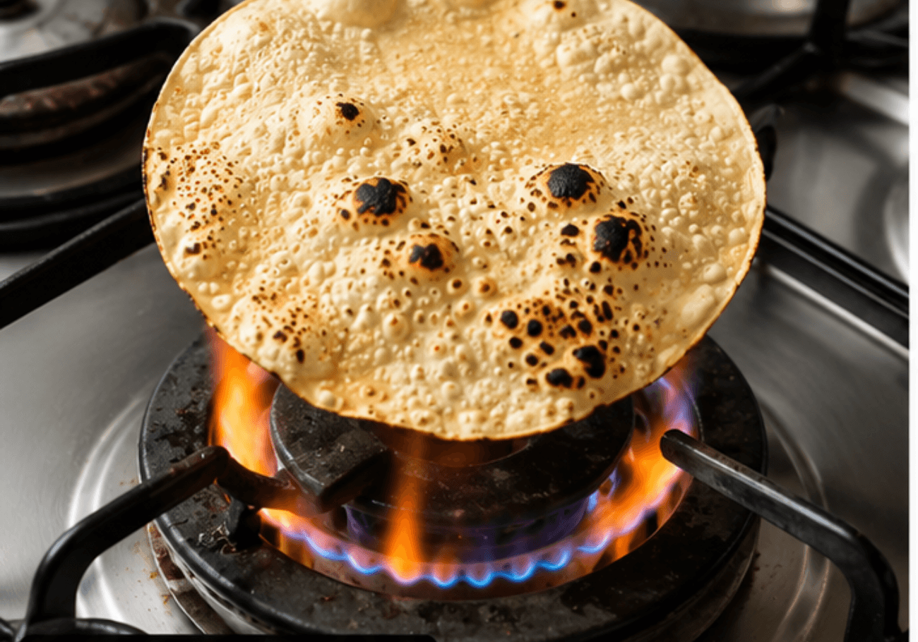 Roasted poppadum for idli sambar recipe