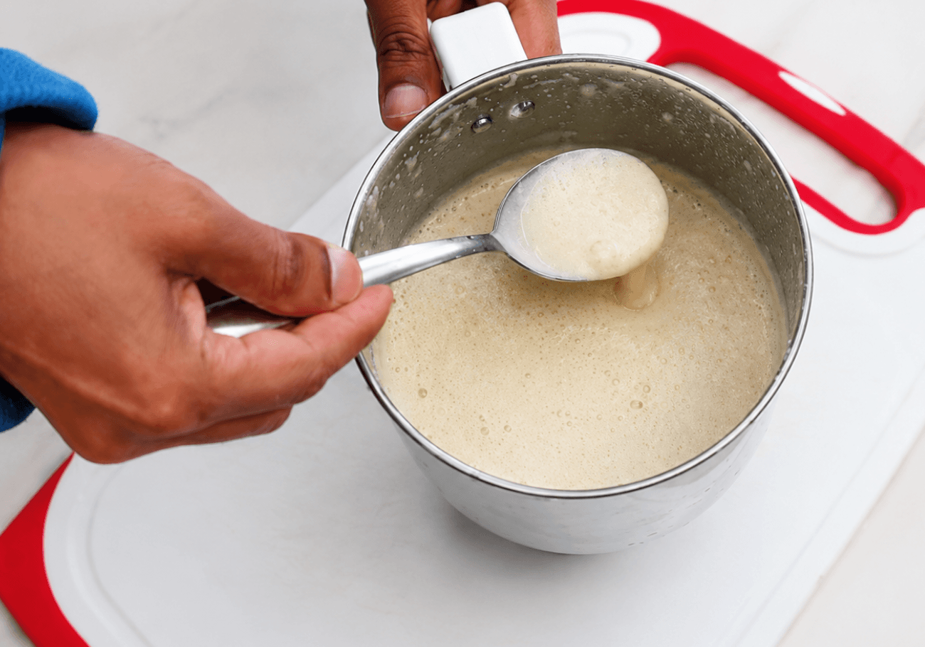 Smooth mixture for popcorn milkshake recipe after blending